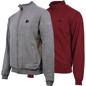 2-Pack Donnay - Sweater zonder capuchon (Bryan) - Sportvest - Heren - Silver-marl/Burgundy (632) - maat XL