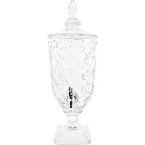 Clayre & Eef Sapkan met kraan en deksel 3000 ml Glas Rond Waterkan
