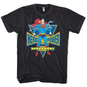 DC Comics Superman Heren Tshirt -XL- World Hero Zwart