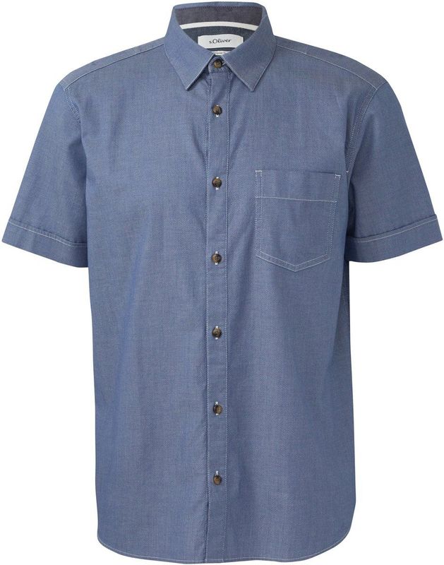 Overhemd - Mélange - Katoen - Regular Fit - Knoopsluiting