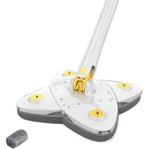 IBBO® - Premium vierhoekige dweil - microvezel vloermop - intrekbare 360 draaibare - 4 bladeren ontwerp voor het reinigen - van dode hoeken - multifunctionele microvezelmop -t lange steel - stofverwijderingsmop - vloerreinigingsmop - Wit