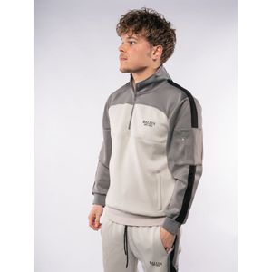 Ballin - 2518 Sweat - Grijze Sweater - Opstaande Kraag - Rits Sluiting