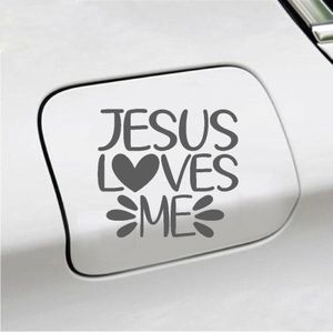 Bumpersticker - Jesus Loves Me - 12x12 - Antraciet