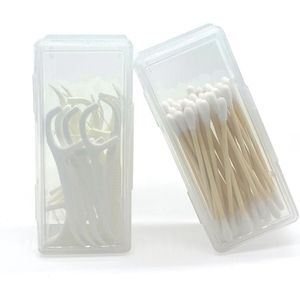 Ibenzoa® Compacte en Draagbare Opbergdoos voor Wattenstaafjes en Tandenstokers, Reisset van 2 Stuks