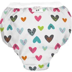 Kushies - Oefenbroekje - Meisjes - Wit met hartjes - Maat M (13-15 kg)