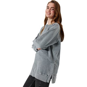 Trendyol Blauw Gewassen Zijsplitdetail Oversized Gebreide Trui Tctss23Tw00062