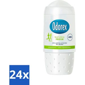 Odorex - Deodorant Roller - Natural Fresh - Natuurlijke Frisheid - 50 ml - Voordeelverpakking - 24 stuks
