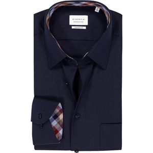 ETERNA - Comfort Fit - Overhemd - Donkerblauw - Strijkvrij - Boordmaat 48