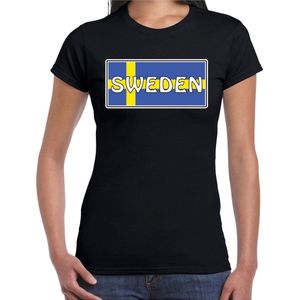 Zweden / Sweden landen t-shirt zwart dames -  Zweden landen shirt / kleding - EK / WK / Olympische spelen outfit XXL