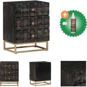 vidaXL Nachtkastje 40x29x50 cm massief mangohout - Kast - Inclusief Houtreiniger en verfrisser