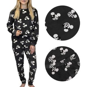 DISNEY Mickey Mouse Grafiet damespyjama met lange mouwen, velours, plus size