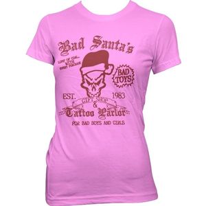 Hybris Bad Santa's Gift Shop Girly Tee Damen T-Shirt Pink-S