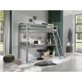 LUCEVI - Pino Mezzanine bed + Ladder + Bureau - Grijs - 90x200 cm