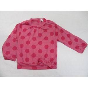 Dirkje , meisjes, t-shirt lange mouw rose met stippen , 80 - 12 maand