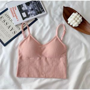 gudia Bra dans yoga crop top Cami Naadloos Perfect voor grote, kleine borsten - Rekbaar -Pink Spring top - u-vormig rugontwerp - Uitneembare vulling - (XS-M)