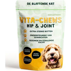 Vitachews Heup & Gewrichten Supplement Hond - 90 Cheweys - Groenlipmossel, Glucosamine, Chondroïtine en MSM - Rundersmaak - Voor Betere Mobiliteit - Verlicht Artrose - 100% Natuurlijk