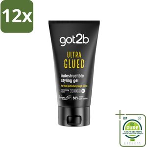 Got2b Ultra Glued Indestructible Styling Gel 150 ml - Voordeelverpakking - 12 stuks - Haargel - Extreme hold