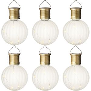 Lumineo Solar led hanglamp - set 6x - zonne-energie - kunststof - warm wit