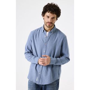 GARCIA Heren Effen Overhemd Blauw Lange mouw
