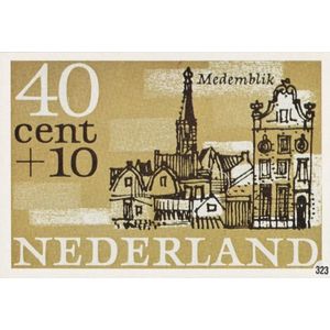 Briefkaart met afbeelding Medemblik postzegel