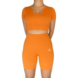 sportset dames - sportlegging - Yoga - Pilates - Casual - sportoutfit dames - M Oranje