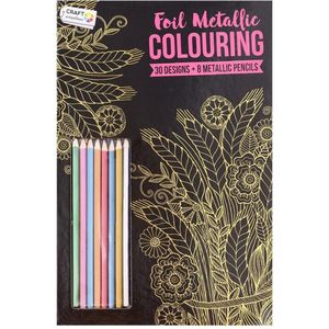 Metallic kleurboek met 8 kleurpotloden - Kleuren - Metallic - Foil - Kleurpotloden - Kleurtjes - Bloem