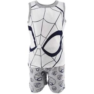 Marvel Spiderman Pyjama - Shortama - Wit/Grijs - Maat 104 (104 cm - tot 4 jaar)