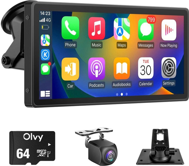 Olvy - Carplay Scherm PRO - Navigatiesysteem Auto - 10.26 Inch - Draadloos - Inclusief Achteruitrijcamera