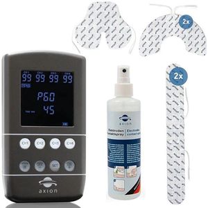 axion - STIM-PRO X9B - TENS-apparaat - 4-kanaals - Inclusief Rugelektroden en Contactspray