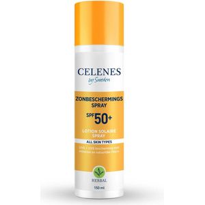 Celenes by Sweden Organic Herbal Sunscreen Spray SPF50+ - Zonnebrandcrème - 150ml - Organic Zonnespray - Zonnebescherming - Waterbestendig, Voor Alle Huidtypes, Zonder Parabenen of Alcohol, Vegan - PA++++