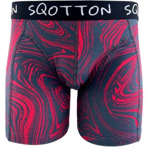 Boxershort - SQOTTON® - Golvend - Antraciet/Rood - Maat M