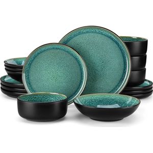 EliteNest® - Serviesset - 12-delig - Reactief Glazuur Keramiek - Mediterrane Stijl - Diner-, Dessertborden & Kommen - Elegant & Duurzaam
