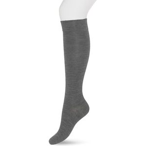 Bonnie Doon Wol/Katoen Kniekousen Licht Grijs Dames maat 39/42 - Buitenkant 70% Fijne Wol - Binnenkant Katoen - Niet irriterend - Heerlijk warm - Kousen - Gladde Naden - Kniesokken - Wollen sokken - Lichtgrijs - Light Grey Heather - R715011.107