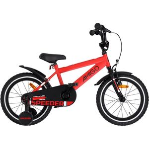 AMIGO Speeder Jongensfiets 16 Inch - Kinderfiets voor 4 tot 6 Jaar - 100-115 cm - Rood/