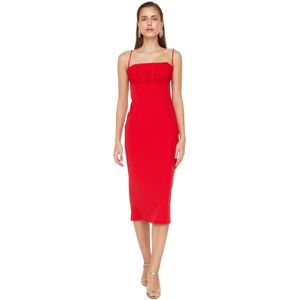 Trendyol Zwarte Gedetailleerde Geweven Elegante Avondjurk Voor De Nacht Tprss22El0967