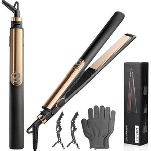 Digitale lcd-stijltang en krultang 2-in-1 - instelbare temperatuur - keramische platen - beginners en kapsalonwerkers