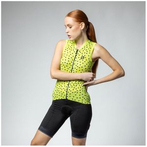 Ale Pragma Pois Mouwloos Fietstrui Geel L Vrouw