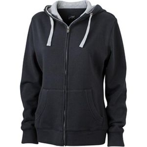 James and Nicholson Vrouwen/dames Lifestyle Zip-Hoodie (Zwart/Grijze Heide)