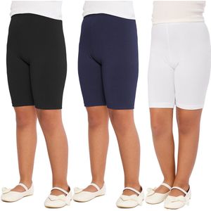 Merry Style 3 Pak Meisjes Leggings - Sport - Vrijetijdsbroek - Kort - Katoen - Sporbroek - Yogabroek – Zwart/Wit/Navy – 116 - MS-MS10-227-LE