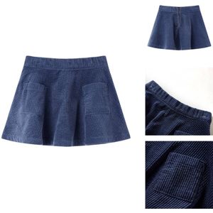 vidaXL Kinderrokje - Kinderrokjes - Kinderkleding - Rok Meisje - Kinderrok met zakken ribfluweel 116 marineblauw
