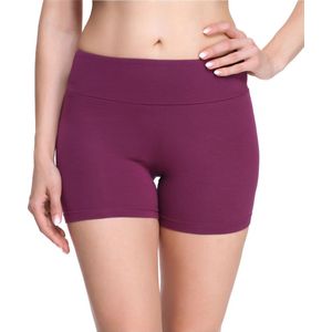 Merry Style Dames Korte Leggings - Sport - Vrijetijdsbroek - Shorts - Sporbroek - Yogabroek - Brede Taille - MS-MS10-284-LE - Wijnrood - XXL