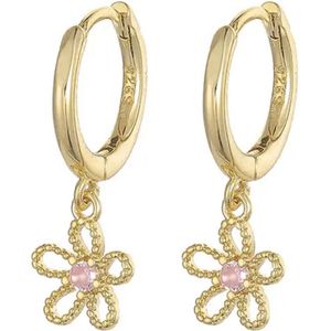 oorbellen dames - Bloem oorbellen - oorringen - goudkleurig - Zirkonia - cadeau voor vrouw - Liefs Jade