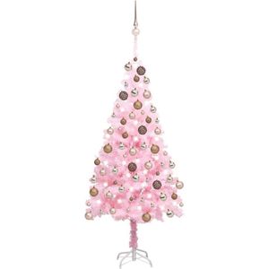 The Living Store Kunstkerstboom - Roze - 180 cm - Met LED-verlichting - Inclusief kerstballen en piek