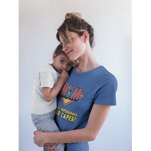 Shirt - MOM not all superheroes wear capes - Wurban Wear | Grappig shirt | Superheld | Unisex tshirt | Moederdag | Mama | Wit