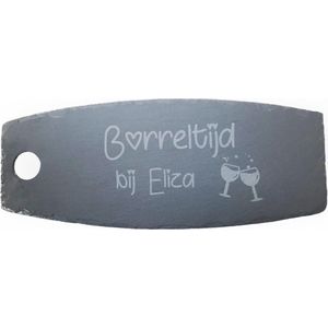 Serveerplank met eigen Tekst/Naam- 45 cm - Leisteen - Borrelplank - Serveerplateau - Kado - Cadeau - Origineel
