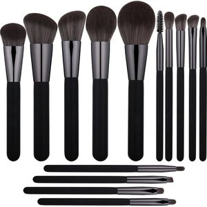 Reis Make-borstelset -14-delige make-up borstel set-Vegan make-up kwasten-Hoogwaardige oogschaduw kwasten-Kwasten voor poeder, Blush