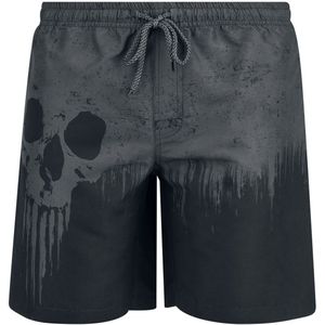 Black Premium by EMP grijs-zwarte zwemshort met doodshoofdprint - Heren - M