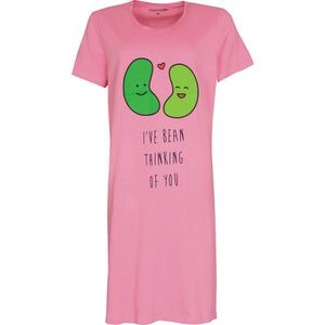 Temptation Dames Nachthemd - Satijnen Biesje - Bigshirt - Roze - Maat S