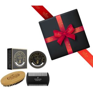 Velihan Beardcare - Baardverzorging Trio Pack Baardbalsem Unscented, Baardborstel en Baardkam - Cadeau voor mannen - Vaderdag Cadeau - Cadeau voor hem - Cadeau voor Kerst - Valentijdsdag mannen - Giftset mannen - Geschenkset man