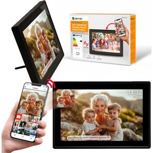 Digitale fotolijst met wifi, 10.1 inch IPS touchscreen, 16GB opslag en automatische rotatie